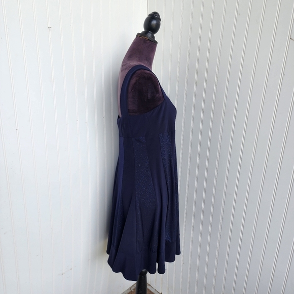 R&M Richards Navy Blue Spark Stretch Knee Length Sleeveless Dress Sz 8P - Picture 5 of 13